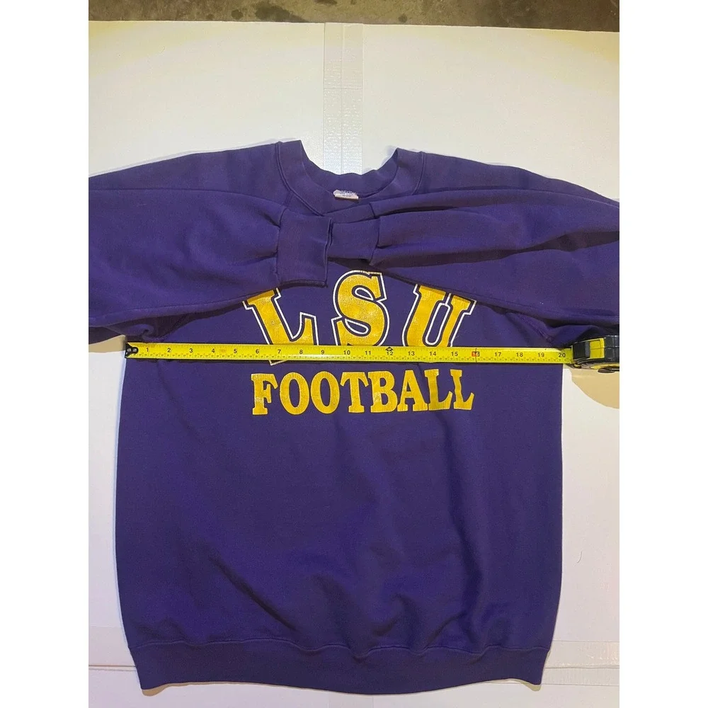 Vintage LSU Football Sweatshirt Trench Mfg Co Purple Raglan Crewneck Mens Medium